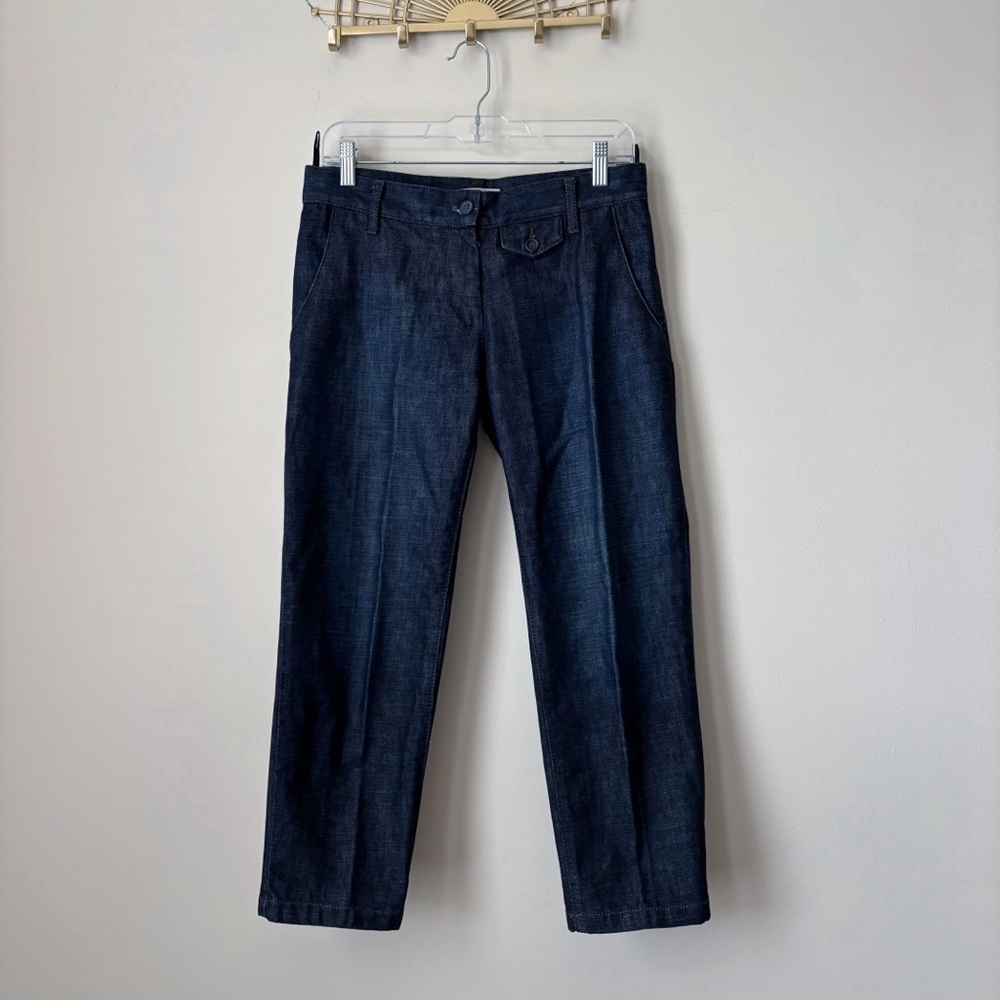 Prada Dark Wash Cropped Mid Rise Jeans Sz 42 US 6 Designer Denim